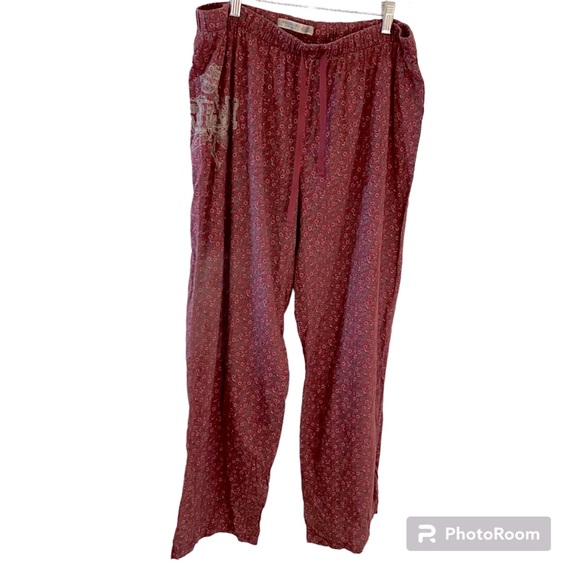 Life is Good “Dream” Maroon Floral Cotton PJ Bottoms - Picture 1 of 10